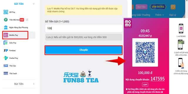 Nạp tiền Fun88 qua ví điện tử