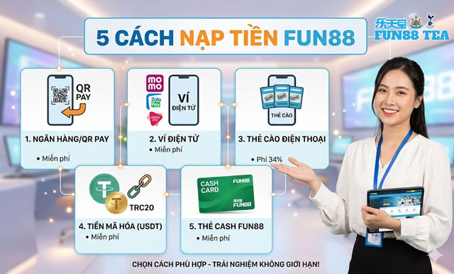 5 cách nạp tiền Fun88