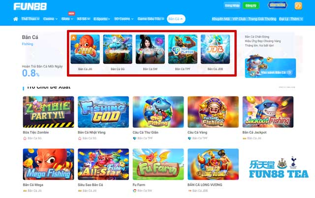 Các nhà cung cấp game bắn cá Fun88