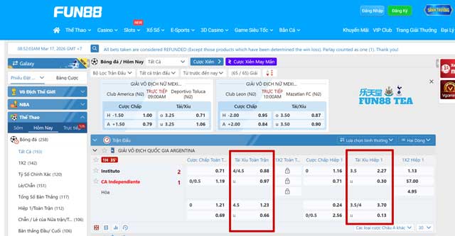 Những loại kèo tài xỉu phổ biến