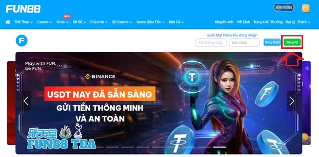 Nhấn vào nút Đăng Ký trên giao diện trang chủ